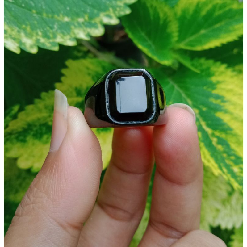 Cincin batu akik yaman wulung kotak cutting natural
