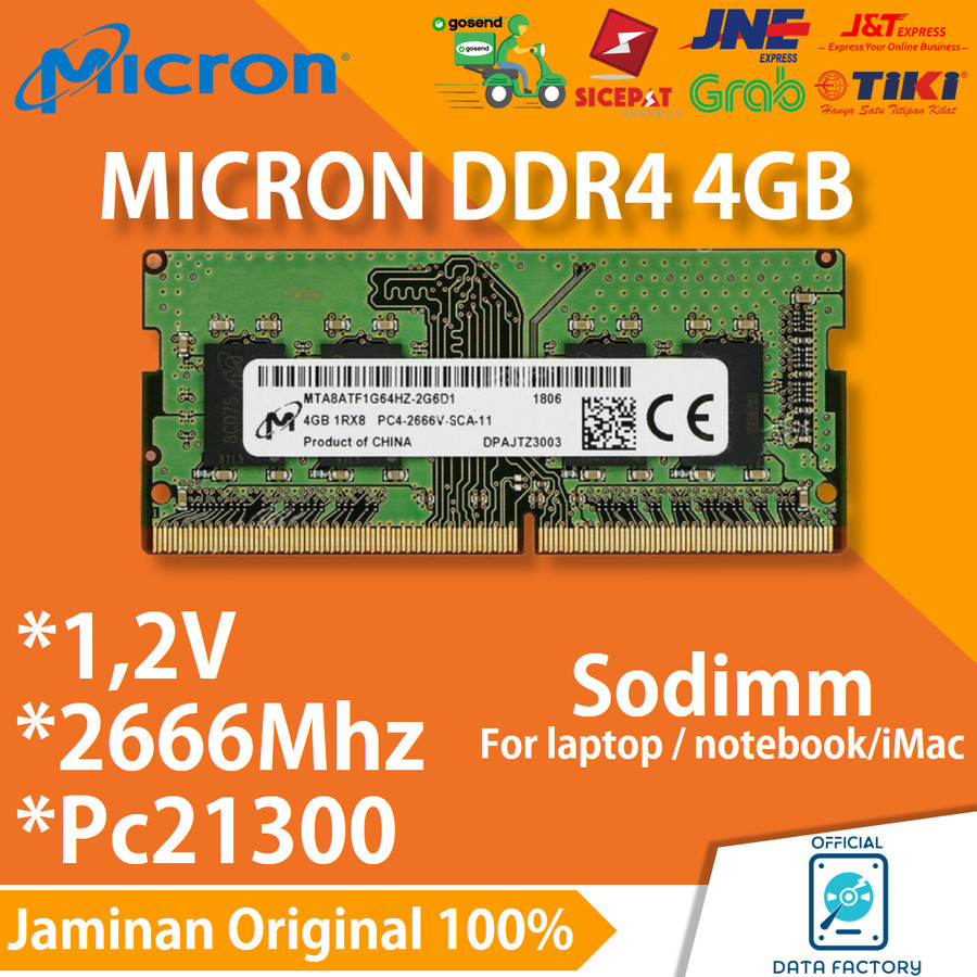 RAM LAPTOP MICRON DDR4 4GB PC 21300 / 2666 Mhz SODIMM NOTEBOOK MEMORY