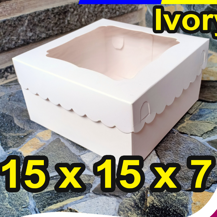 Dus 15x15x7 IVORY Putih Gading/ 15x15/ Dus Kue / dus brownis / kotak kue / Box kue / Box brownis