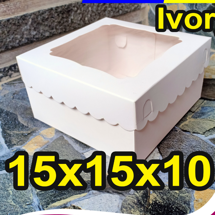 Dus 15x15x10 IVORY Putih Gading/ 15x15/ Dus Kue brownis / kotak kue / Box kue brownis