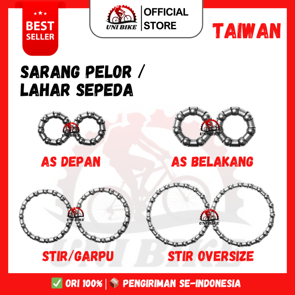 Gotri Sarang Pelor / Lahar / Bearing Sepeda [MADE IN TAIWAN] AS Depan / Belakang / Stir / Garpu / Kr