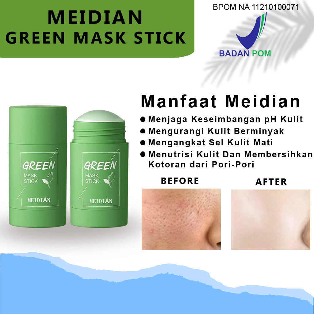 MEIDIAN Green Tea Mask Cleansing Clay Stick Masker wajah Masker Pembersih komedo/Cleansing Mask WAJA