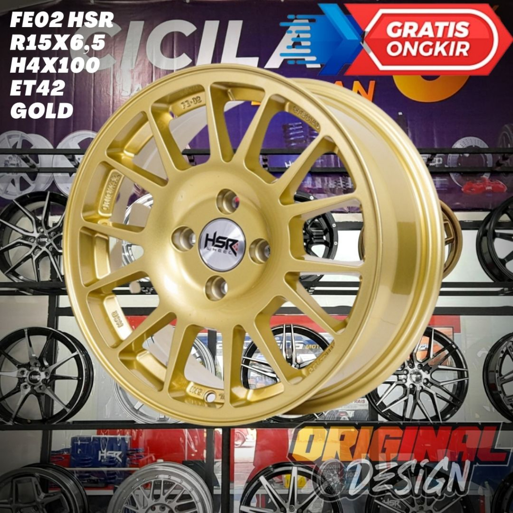 Velg Mobil Ring 15 HSR FE02 R15 Gold Untuk Brio , Mobilio , Ayla , Getz