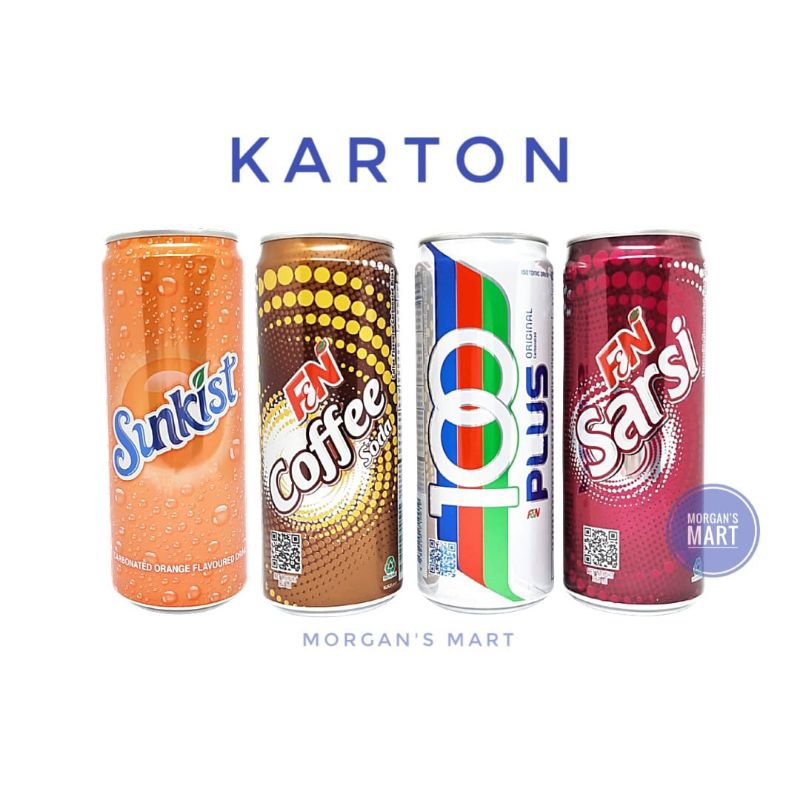 

F&N Minuman Kaleng Soda Karton | Sunkist Coffee Soda Sarsi 100plus Original