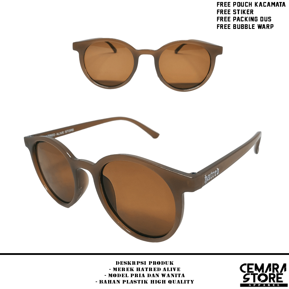 Kacamata Pria Wanita Frame Bulat Mata Kucing Distro Clothing Local Brand Original HATRED ALIVE Sungl