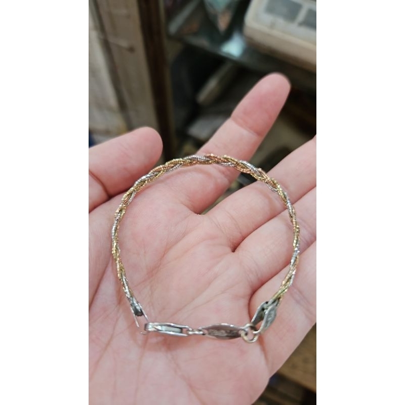 Bangle choker gelang kawat kombinasi rosegold putih emas asli 375 8k