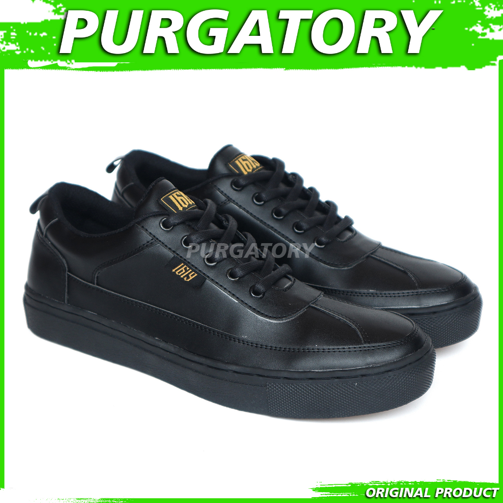 PURGATORY Sepatu Sneakers Kulit Pu Pria Hitam