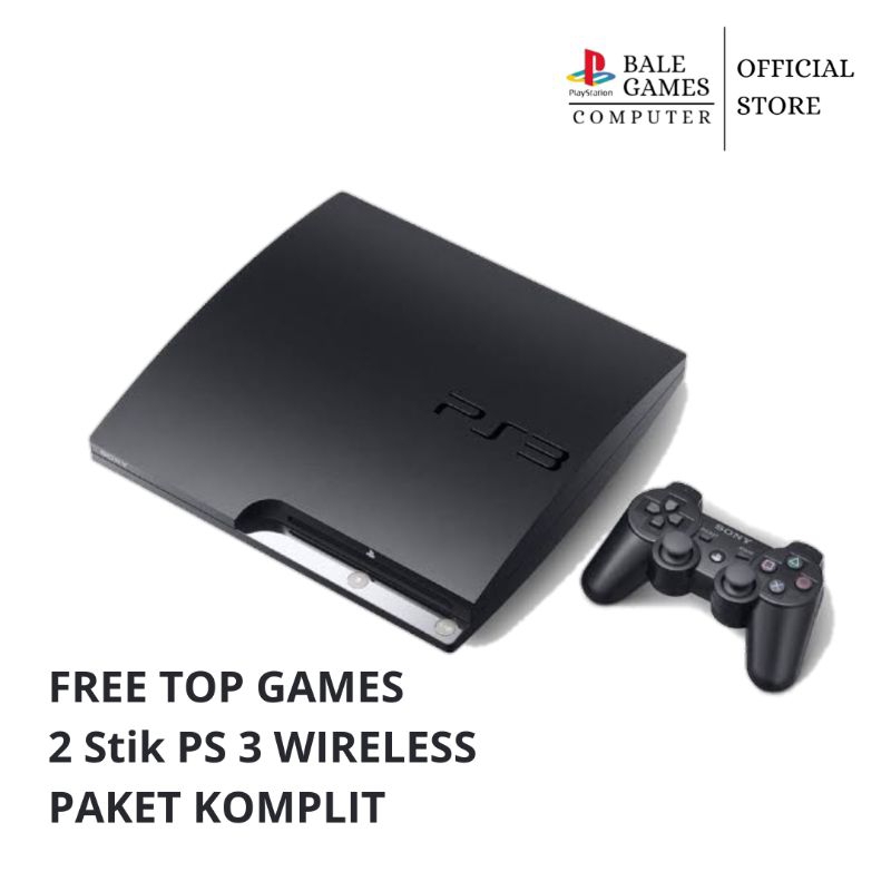 PS3 Slim 500Gb + 2 Stik getar Wireless + Full game Terbaru / Paket Komplit