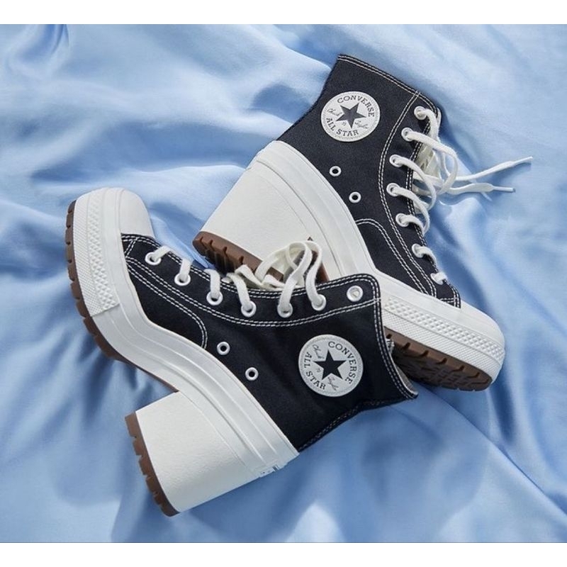 CONVERSE 70S CHUCK DE LUXE HEELS EGRET BLACK WHITE