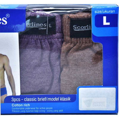 Scorlines Underpants Celana Dalam Pria Classic Brief 3 pcs