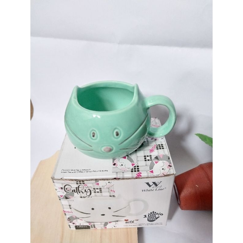 Mug Cathy Mug Keramik Bentuk Kucing Cangkir Unik