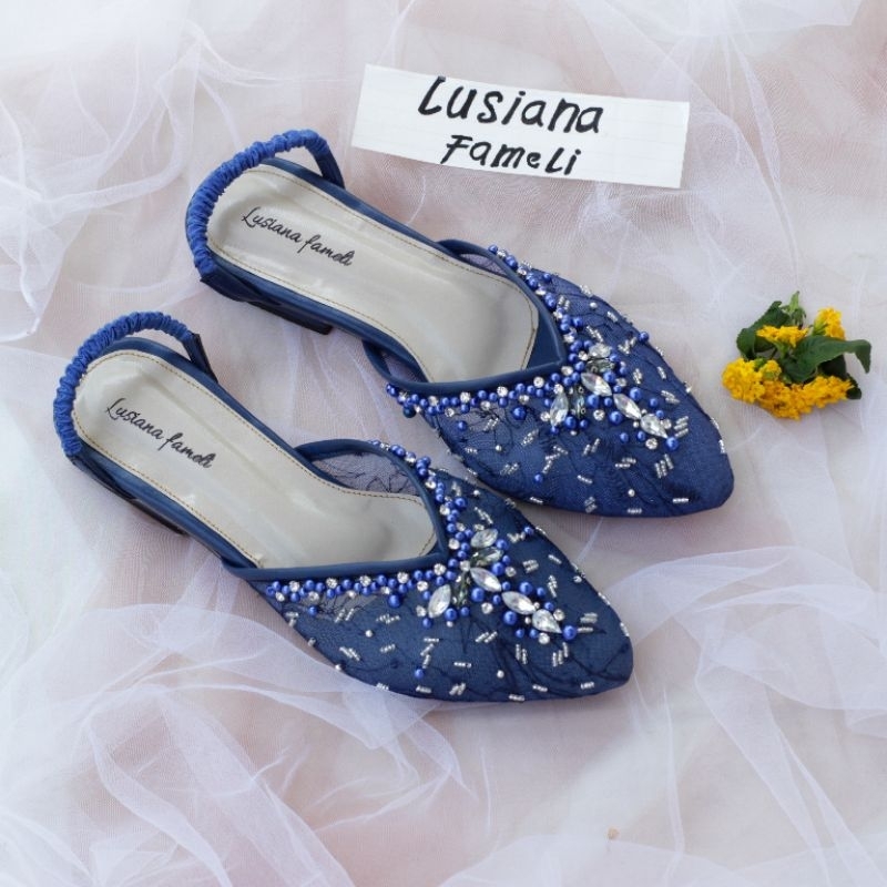 HIKARU  I Sepatu tali pesta wisuda  pengantin heels payet silver bisa custom warna lain heels payet 