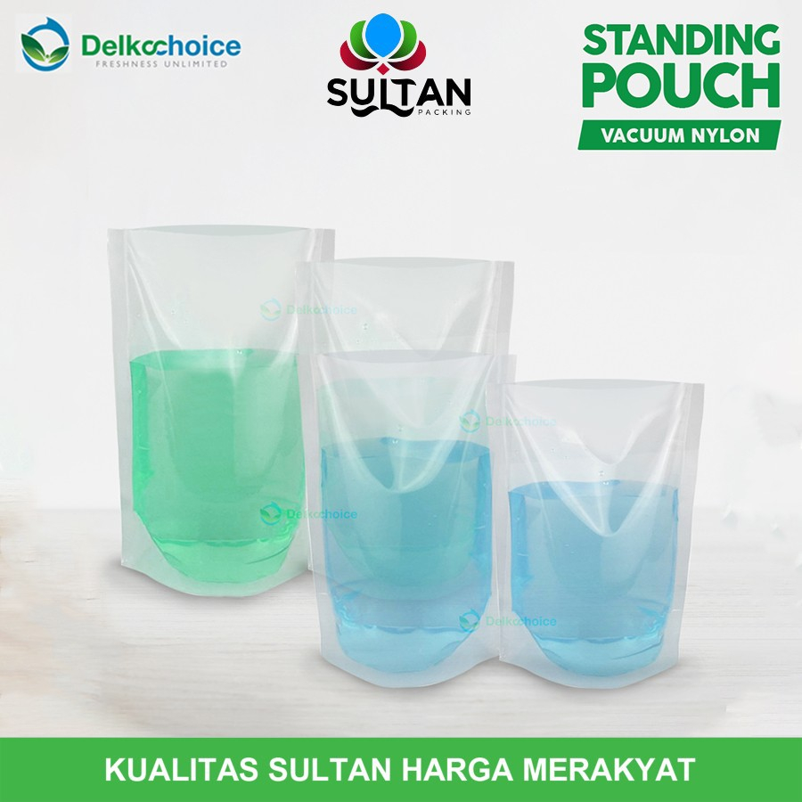 Standing Pouch Clear Non Ziplock Vacuum Nylon Kemasan Cairan