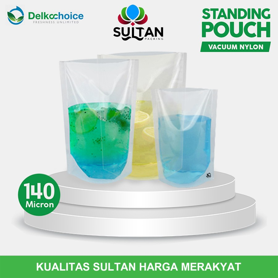 Kemasan Cairan Vacuum Nylon Standing Pouch Clear Non Ziplock