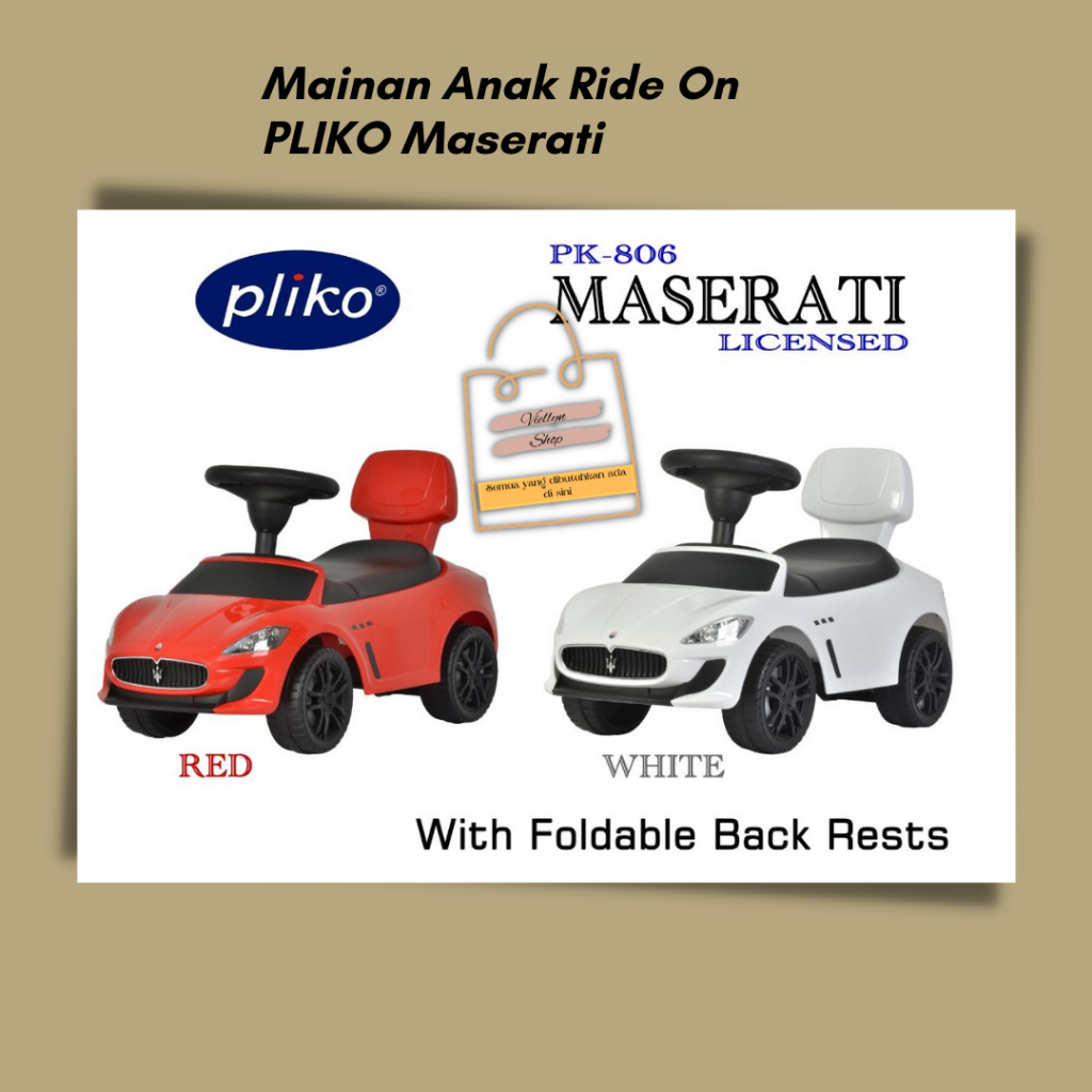 PLIKO Ride On Tolocar Maserati PK 806 Lisensi
