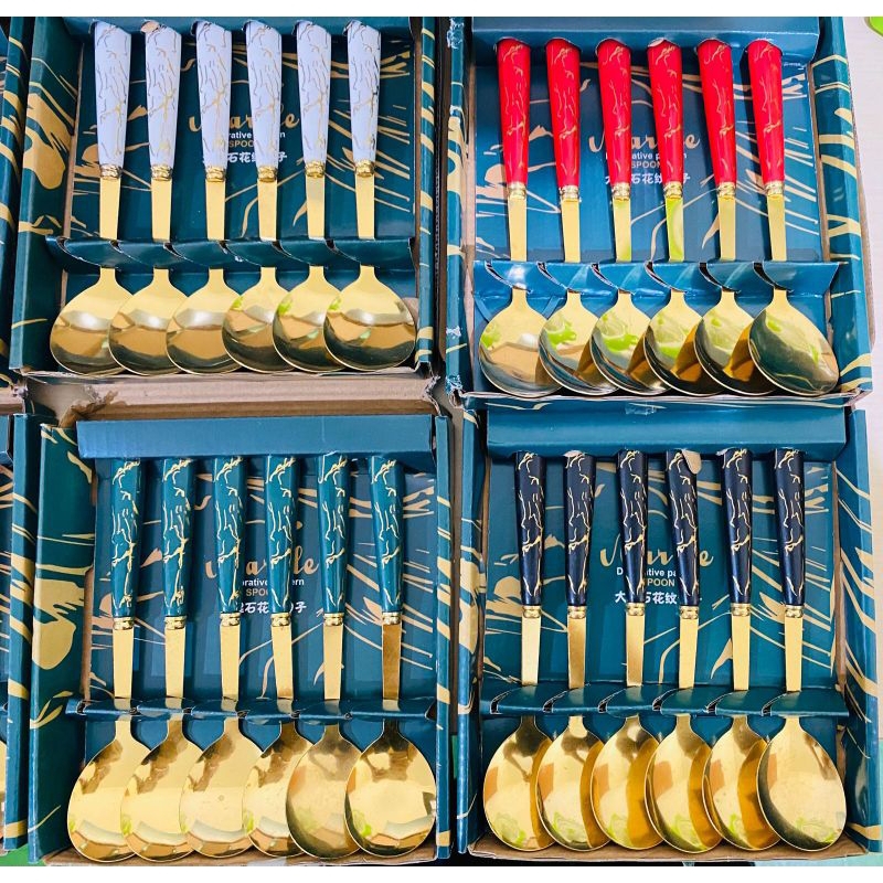 Sendok marble gold set/set sendok/set sendok aestetik
