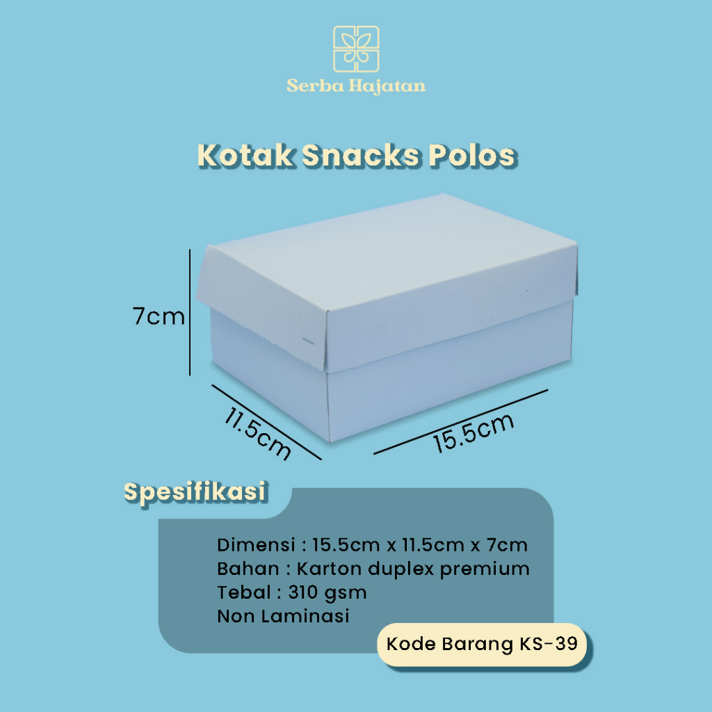 Kotak Snack Polos 15,5cm x 11,5cm x 7cm Box Kotak Makanan