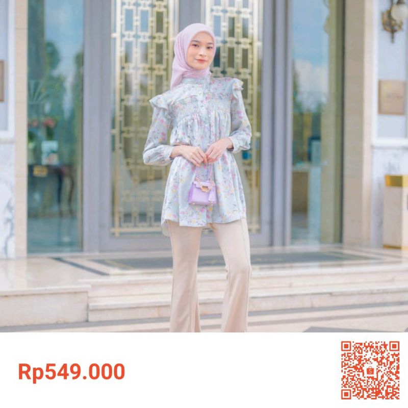 NEW SIZE S HijabChic x ZytaDelia Xavera Sage Fleuria Top BUKAN PRELOVED