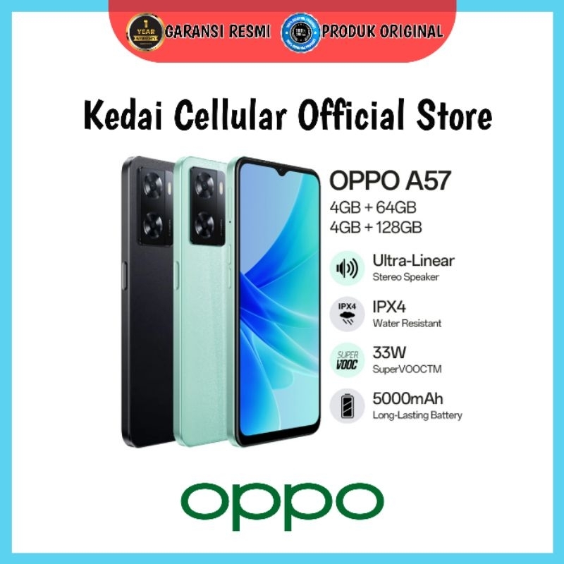 OPPO A57 4GB/64GB, 4GB/128GB | Garansi Resmi, 5000 mAh, 33W SuperVOOC, RAM Expansion