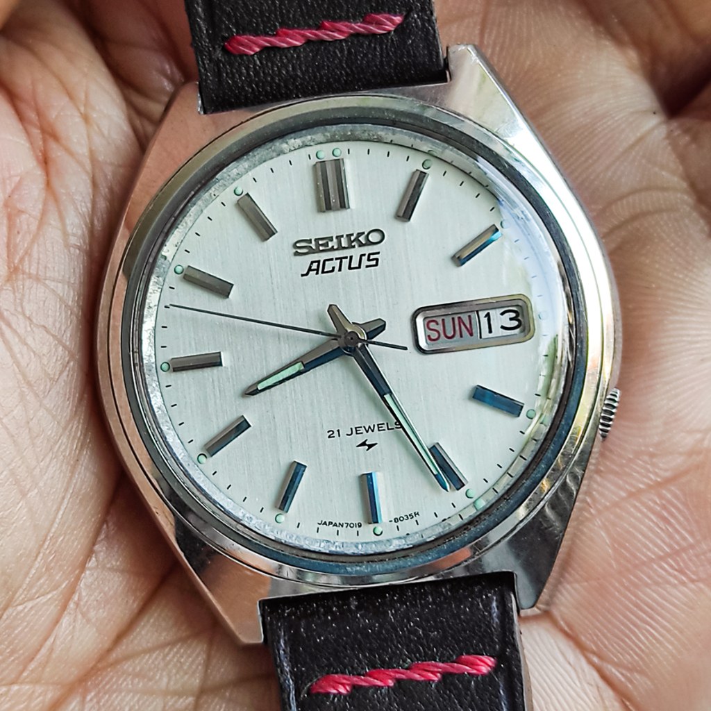 Seiko Actus no branding 5  White Linen Dial JDM Rare item Automatic