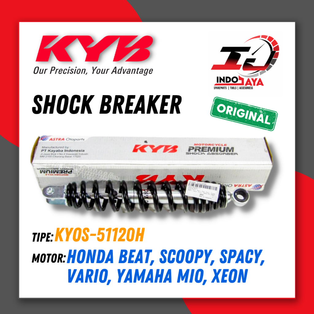 SHOCKBREAKER KAYABA KYOS-51120H HITAM UNTUK MOTOR MIO / VARIO / BEAT / SOKBREKER / SHOCK BREAKER / K