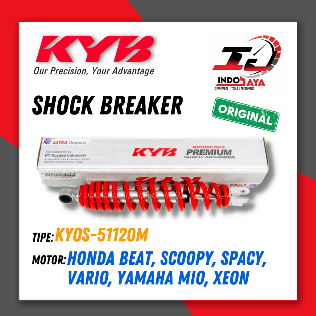 SHOCKBREAKER KAYABA KYOS-51120M MERAH UNTUK MOTOR MIO / VARIO / BEAT / SOKBREKER / SHOCK BREAKER / K