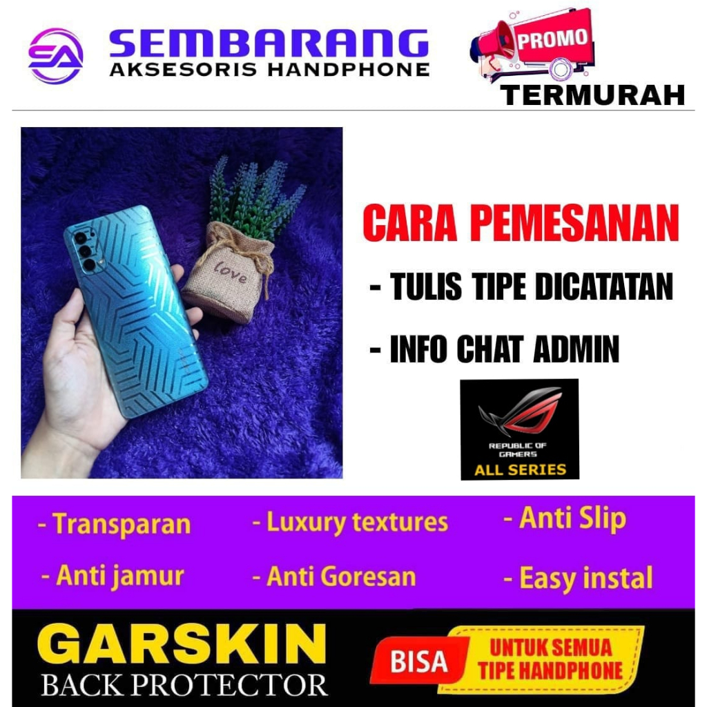 New Garskin back Protector | Anti Gores Hydrogel belakang | Anti Jamur | ROG 5 ULTIMATE|ROG PHONE 6D