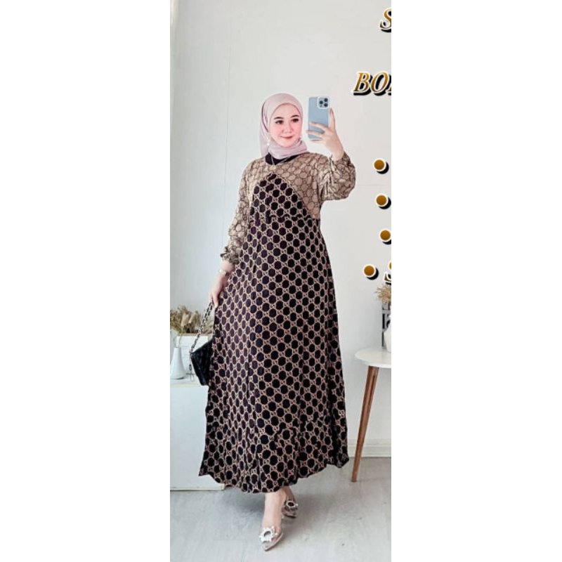 GAMIS GUCCI SAKDRESS BOLAK BALIK/DASTER LENGAN PANJANG SANTUNG TEBAL