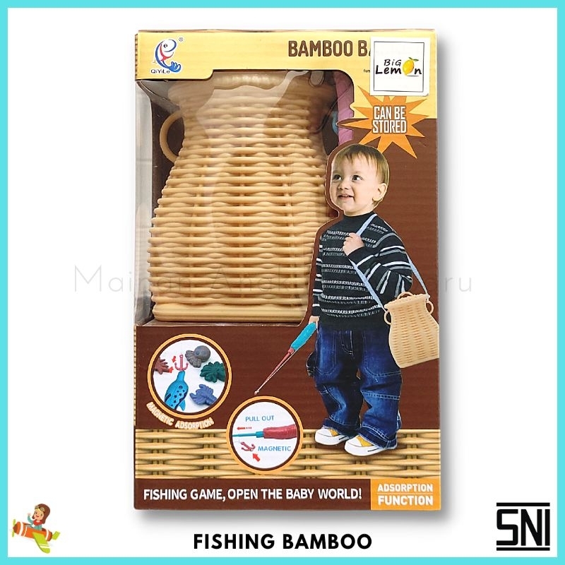 Mainan Fishing Pancing Ikan Anak 2 In 1 Keranjang Bamboo Magnet