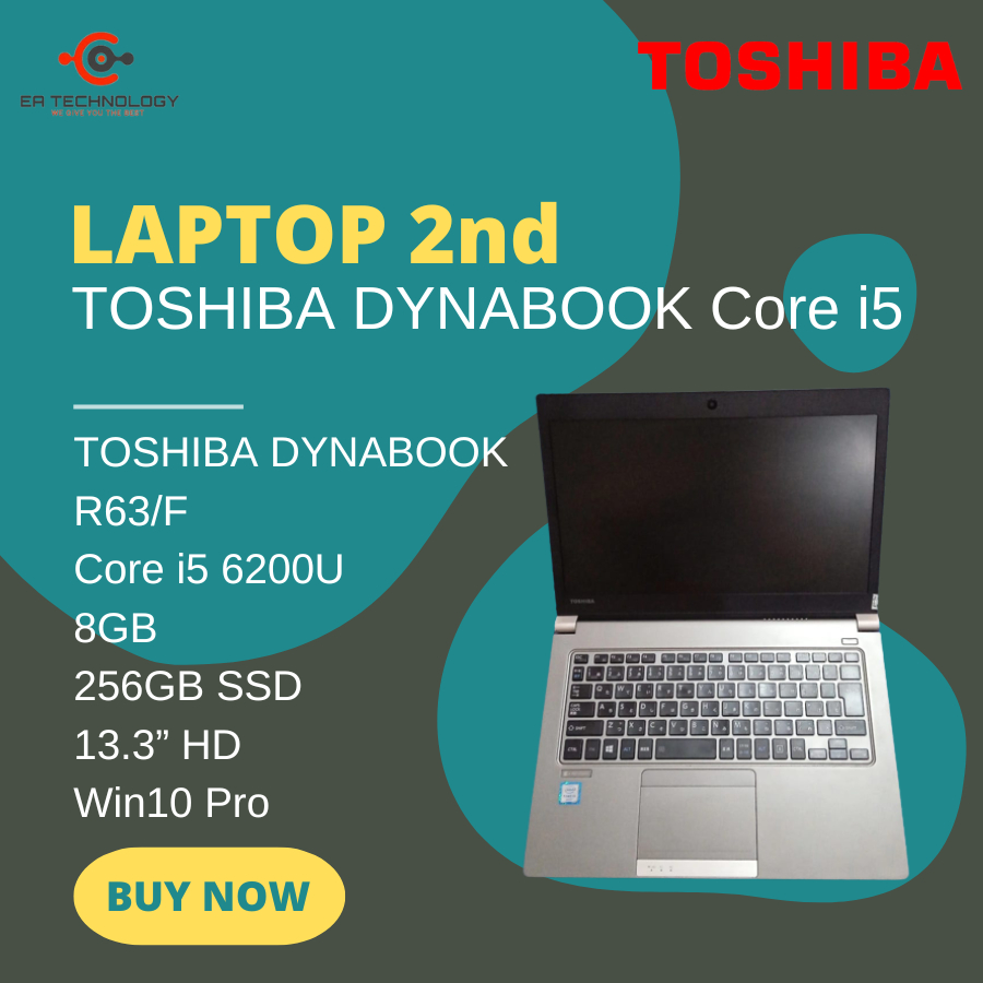 TOSHIBA DYNABOOK R63/F Core i5-6200U 8GB 256SSD 13.3”HD Win10 Pro