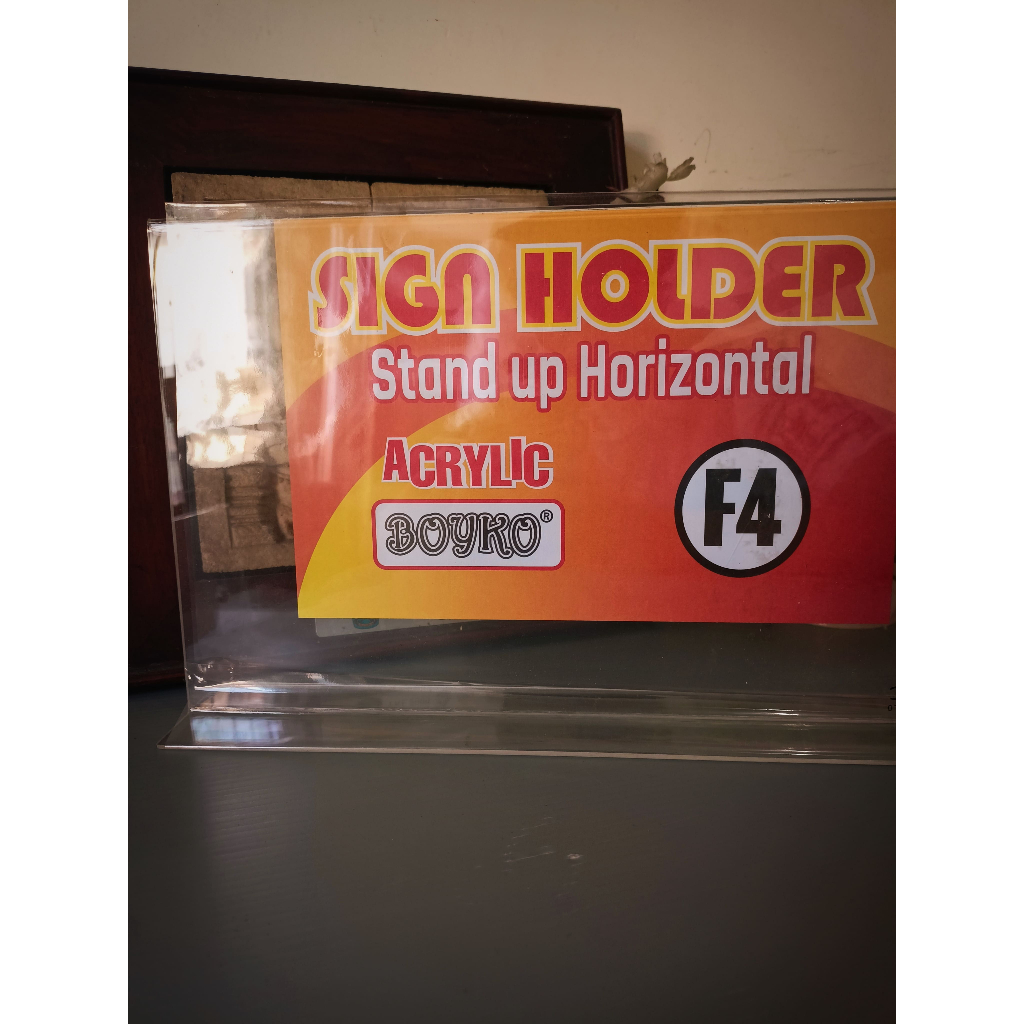 

SIGN HOLDER STAND UP HORIZONTAL BOYKO F4 ACYRILIC