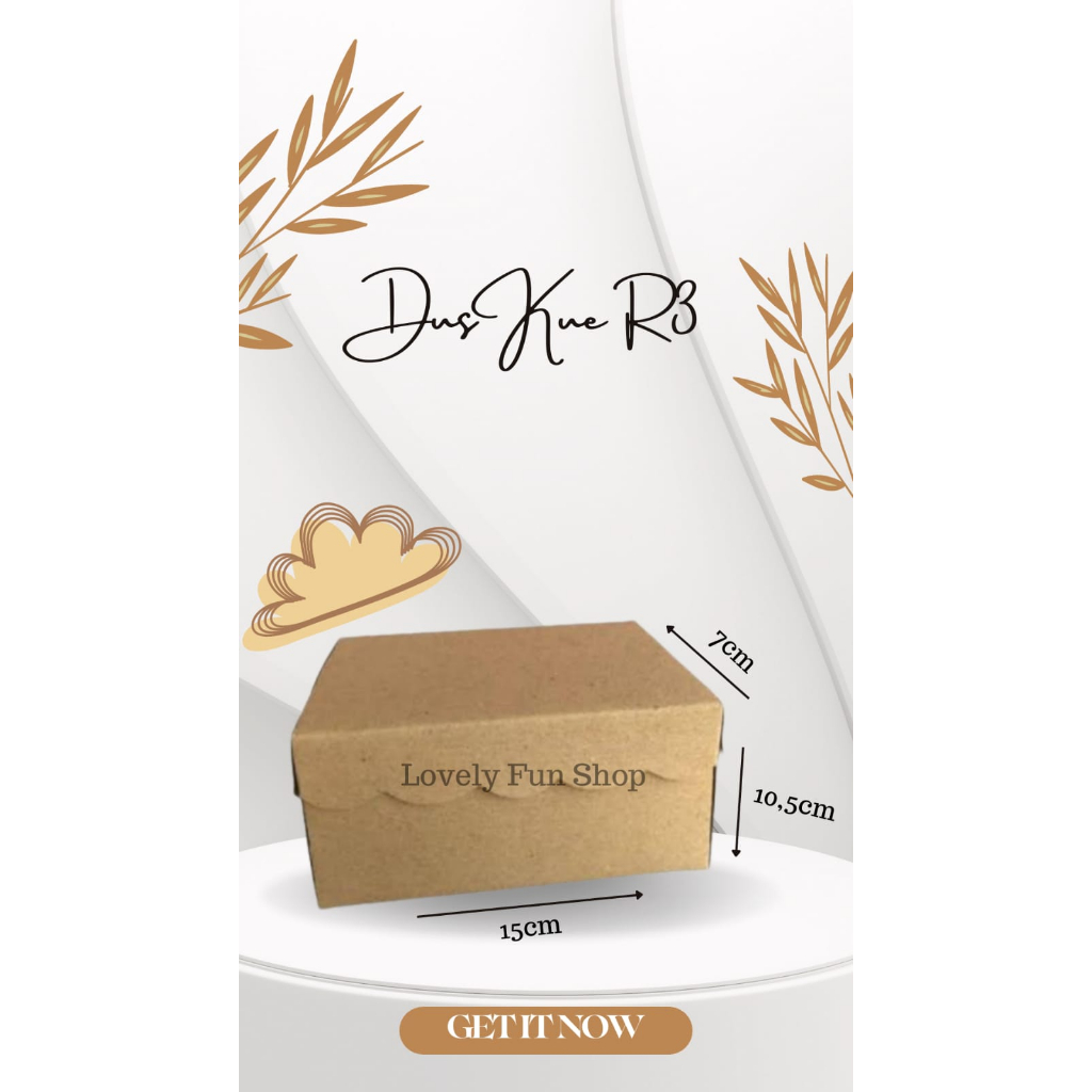 [20 pcs] Dus Kue R3 Kraft / Coklat
