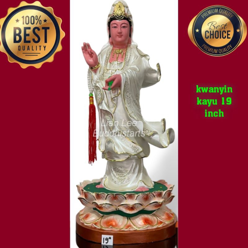 patung dewi kwan im full kayu 19 inch