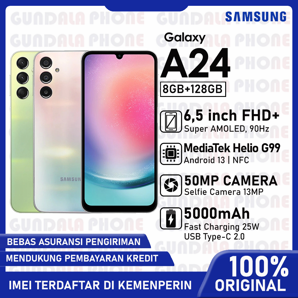 Samsung Galaxy A24 8/128GB [BONUS ADAPTER] - Triple Camera 50MP, SuperAMOLED, NFC - Garansi resmi