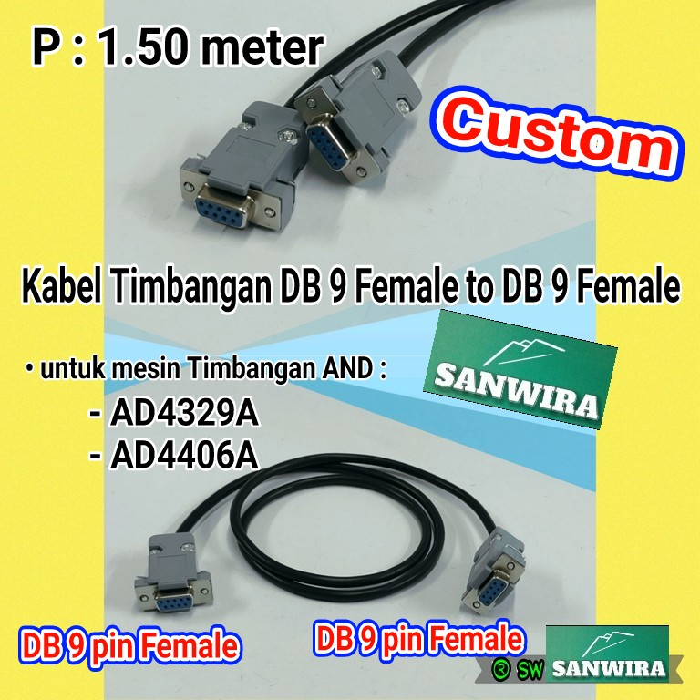 Kabel Timbangan AND / Kabel Timbangan AND DB 9 Female to DB 9 Female / Kabel Timbangan AND AD4329A /