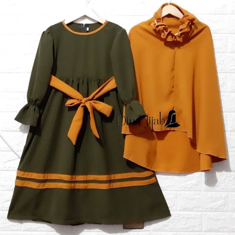 Din Hijab banat set gamis anak Amira