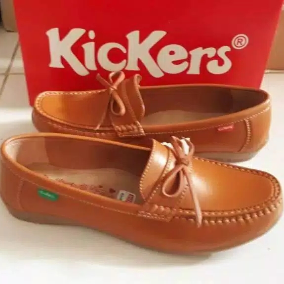 sepatu kickers wanita flat kasual selop slip on pantofel motif pita