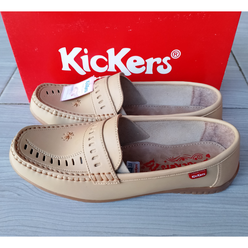 sepatu kickers selop flat formal slip on pantofel cewek wanita liburan kado ultah