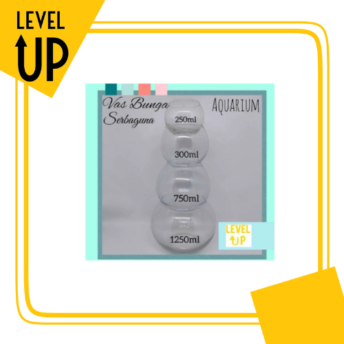 Vas Bunga Kaca bulat/Pot Tanaman Air Hidroponik Hias/Tempat Ikan Cupang/tempat kaca bulat serbaguna