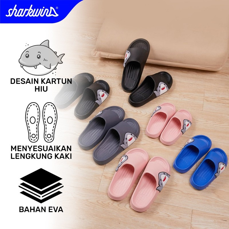 Sharkwin SF20705 Sandal Wanita Pria Jelly Karakter Hiu Sandal Hiu Slippers