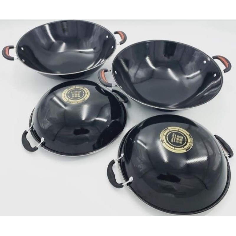 kuali hitam enamel/penggorengan wajan enamel