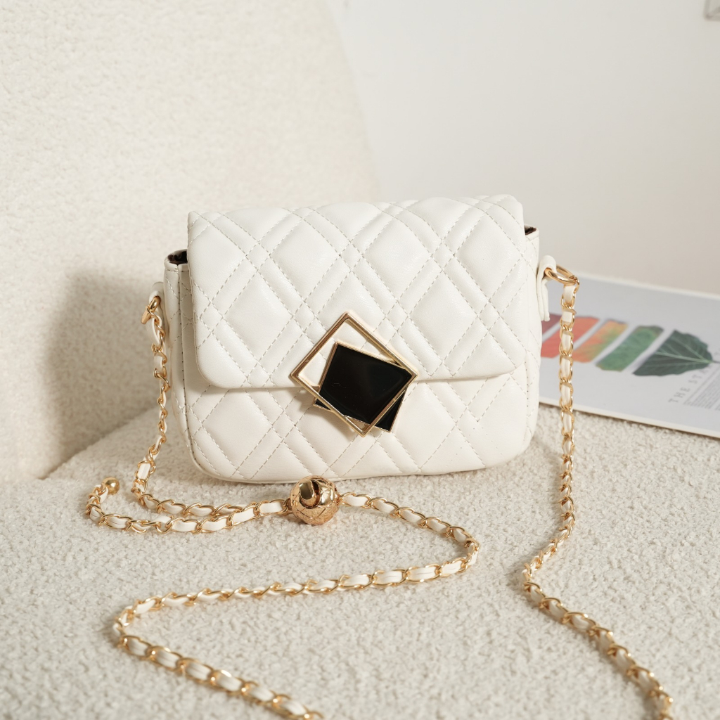 Tas Wanita Tas Selempang Wanita Sling Bag Tali Rantai Bola Emas High Quality Import #222