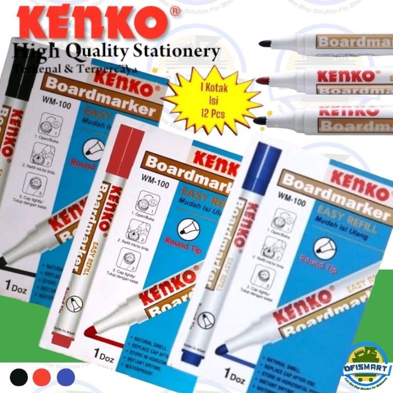 

Kenko Whiteboard Marker/Spidol Papan Tulis WM-100 | @1Ktk=12PCs