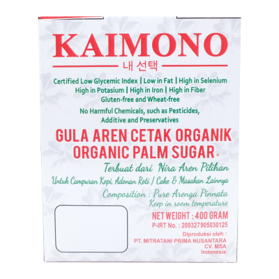 

KAIMONO Gula Aren Cetak Organik Box 400gr