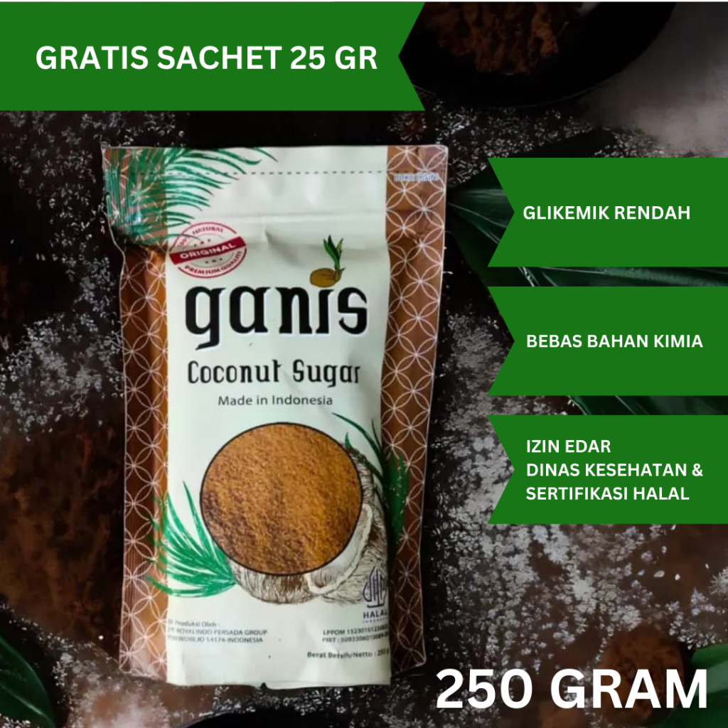 

Ganis Organic Coconut Sugar/ Gula Kelapa Murni/ Brown Sugar/ Gula Jawa 250 gr