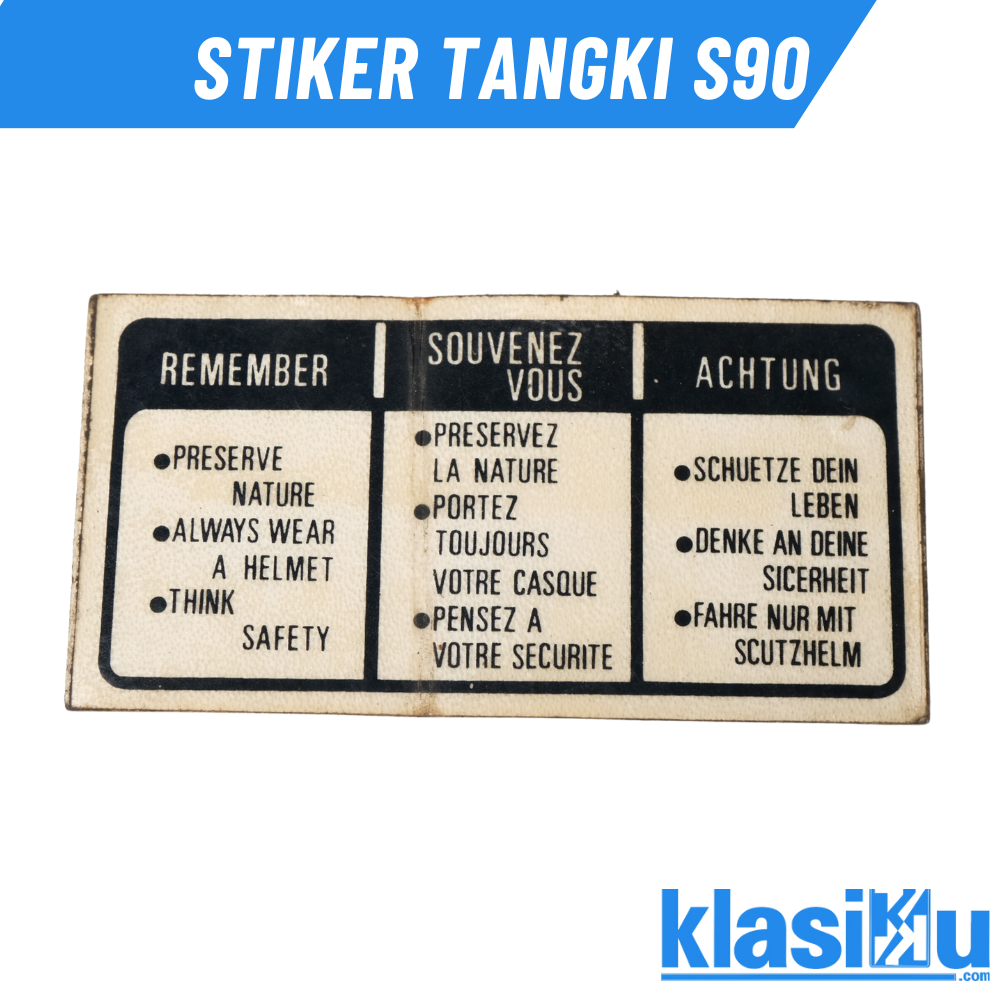 Stiker Sticker Remember Achtung Tangkii Rangka Frame Honda S90 S90z S110 Benly Cb100 Cb 125 Nos