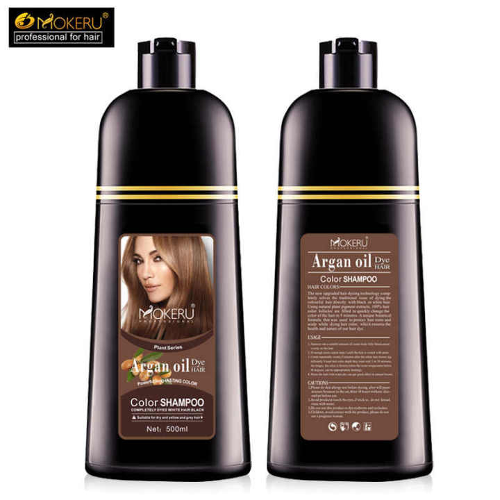 Semir Rambut Herbal Mokeru  / Shampoo Argan Oil Pewarna Rambut Herbal 500ml