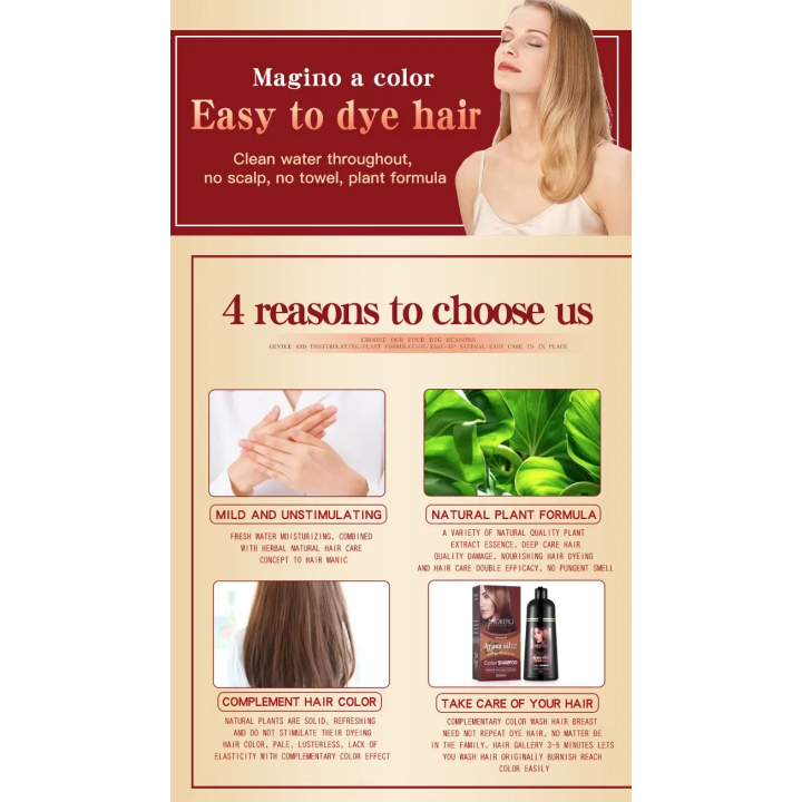 Semir Rambut Herbal Mokeru  / Shampoo Argan Oil Pewarna Rambut Herbal 500ml