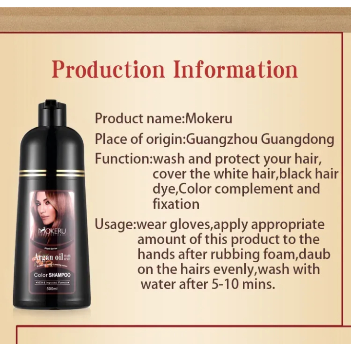 Semir Rambut Herbal Mokeru  / Shampoo Argan Oil Pewarna Rambut Herbal 500ml