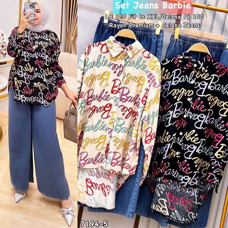 Set jeans Barbie//One set ZARA//Setelan jeans//Kemeja jumbo//One set jumbo//One set busui//Set jumbo